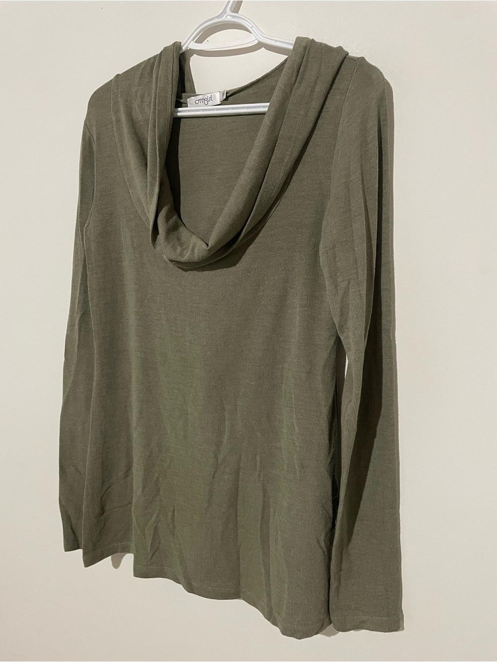 Cowl Neck Lightweight Top in Olive Green